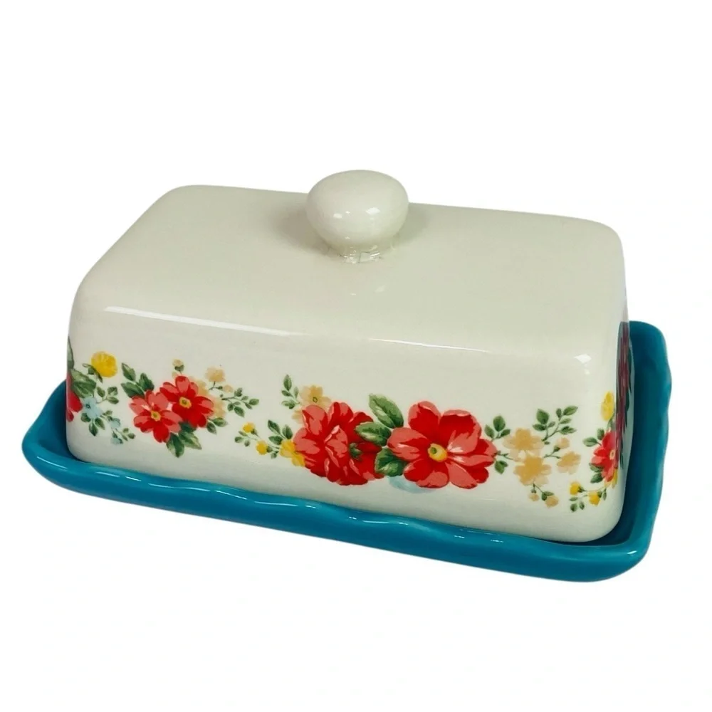 The Pioneer Woman Vintage Floral Butter Dish W/ Lid